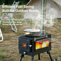 Poêle à bois portable en acier inoxydable, léger, pour pique-nique en plein air et chauffage BBQ