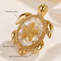 Pendientes de Acero Inoxidable con Baño de Oro al Vacío, Diseño de Tortuga Marina y Estrella de Mar, Joyería Náutica de Moda para Mujer, Ideales para la Playa y Fiestas