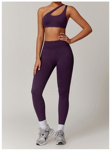 Asymétrique pour femmes pour soutien-gorge de sport ensembles d'entraînement de gymnastique sans couture amovible rembourré solide Fitness soutien-gorge respirant extensible dans les quatre sens - Product Image 2