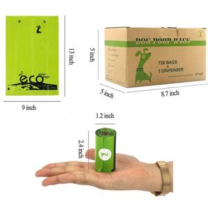Sacs à crottes de chien en plastique - Écologiques, biodégradables, verts, épaisseur 20 microns, 48 rouleaux/720 sacs, distributeur, logo personnalisé, sans parfum - Product Image 2