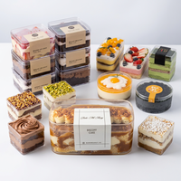 Boîte à dessert en plastique PS transparent sur mesure en gros, emballage scellé recyclable pour tiramisu, biscuits, bonbons