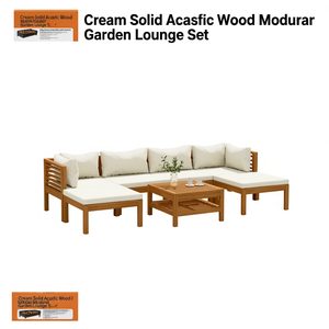 Set Lounge da Giardino Modulare in Legno Massello di Acacia Crema, Arredamento da Esterno 6 Posti, Design Contemporaneo - Product Image 1