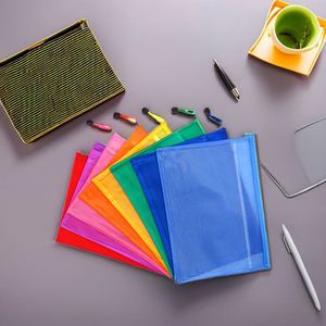 Wholesale A3 <b>A4</b> A5 Clear Frosted Water Resistant Classification Folders PVC <b>File</b> Bag Mesh Zipper Pouch Document Bag for School - Product Image 2