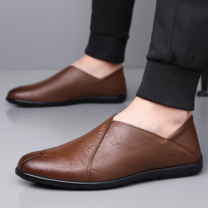 รองเท้าโลฟเฟอร์ลำลองหนังแท้บุรุษ พื้นนุ่ม สวมใส่ง่าย ส้นแบน พื้นยาง สำหรับใส่พักผ่อน ผลิตที่เวินโจว - Product Image 3