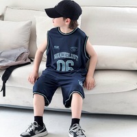 Ensemble de vêtements pour adolescent garçon 2026 – Ensemble de sport sans manches avec imprimé lettres blanches – Tenue de basketball