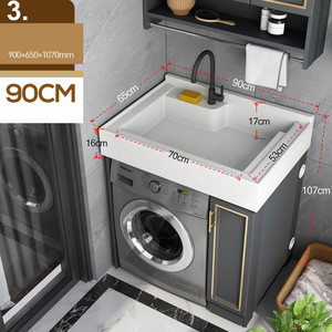 Mobile Coprilavatrice da Bagno con Lavabo Singolo o Doppio e Specchio per Bagno Hotel - Product Image 5