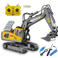Excavadora RC a Escala 1:20, 11 Canales, 2.4G, Control Remoto de Aleación, Camión de Construcción con Rotación de 680 Grados, Luz y Sonido