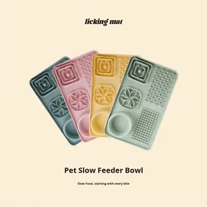 Tapis à lécher lent pour animaux de compagnie, en silicone de qualité alimentaire, rectangulaire, pour chat et chien, universel, multifonctionnel, compartimenté, antidérapant - Product Image 1