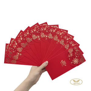Enveloppe rouge de Nouvel An chinois 2025 populaire, avec gaufrage et découpe laser, personnalisable en <span class=keywords><strong>couleur</strong></span> et dorure à chaud - Product Image 4