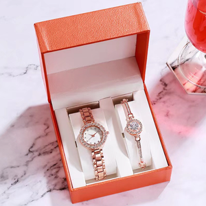 Luxury Diamond Zircon 5-Piece Set Wrist Watch <strong>Magnetic</strong> <strong>Earring</strong> Bracelet Ring Bracelet Watch With Women - Product Image 1