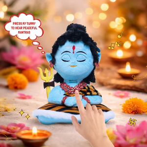 Poupée en peluche Bébé Shiva avec chant de mantra Chokha Vesh, petite, 22 cm, jouet en peluche doux du dieu hindou, son dévotionnel, avec fil à suspendre - Product Image 3