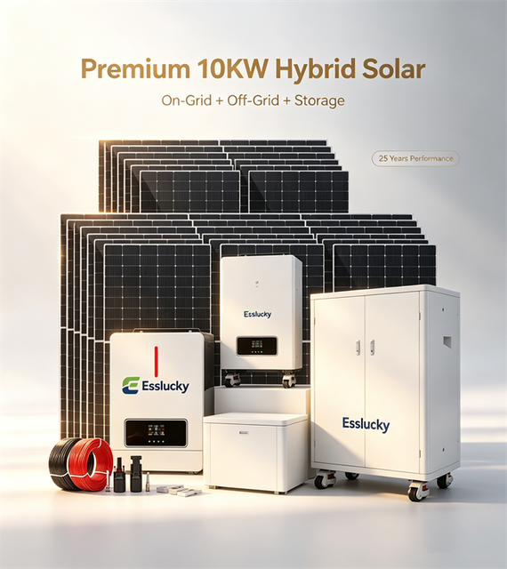 ESSLUCKY 3KW 5KW 10KW Home Solar Energy System Kit 8KW Wholesale Complet Solar Set Hybrid Off Grid Solar Power System
