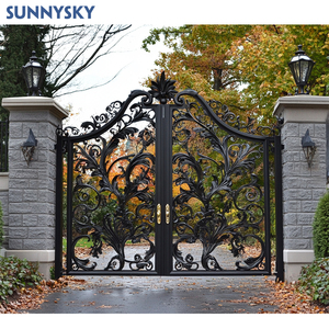 Sunnysky Tùy Chỉnh Vườn Hiện Đại Chất Lượng Cao Nhà Mới Nhất Bên Ngoài Kim Loại Thiết Kế Cổng Manor An Ninh Chính Rèn Sắt Vàng Cổng - Product Image 3