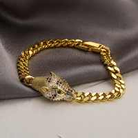 Nouveaux bijoux hip-hop américains pour femmes et enfants, en alliage de laiton micro-incrusté de zircon, motif léopard, cadeau de fête