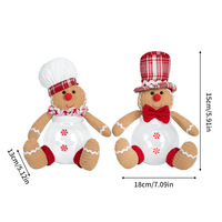 Nouvelle figurine décorative de Noël en tissu polyester, motif bonhomme de pain d'épices, avec nœud, pour boîte à bonbons