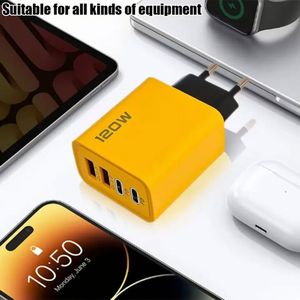 120W GAN Dual USB + Type C PD Fast Charger Phone Quick Charging Adapter for Tablet <b>Smart</b> Phones - Product Image 3