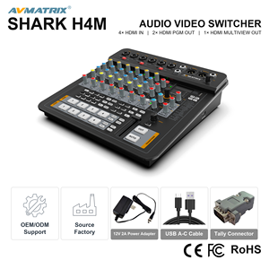 AVMATRIX SHARK H4: Switcher Video HDMI a 4 Canali e Mixer Audio Professionale Tutto-in-Uno con Streaming SRT RTMP per Trasmissioni in Diretta - Product Image 1