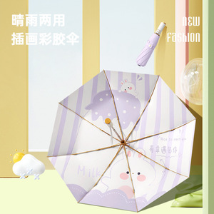ร่มกันแดดกันฝน 100 ซม. โครงอัลลอย เปิดอัตโนมัติ ลายการ์ตูน สำหรับการเดินทาง - Product Image 1
