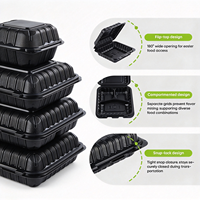Contenants alimentaires jetables en plastique MFPP de haute qualité, design à 2 compartiments, sans BPA, micro-ondables, blancs, pour desserts et fast-food