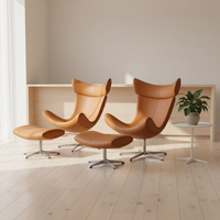 Fauteuils inclinables pivotants à dossier haut avec repose-pieds, chaise longue en cuir Lobster, ottoman, fauteuils de salon de luxe