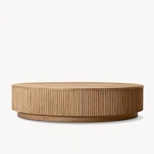 <b>Round</b> Modern Wooden Coffee <b>Table</b> Minimalist Design Handmade Living Room Furniture <b>Solid</b> <b>Wood</b> Top and Frame - Product Image 5