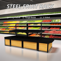 Boyuehong dubbelzijdige, zware, gegalvaniseerde metalen displayrekken, snelle installatie voor supermarkt fruit en groenten