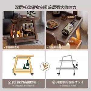 Bona Gold Square Solid Wood Side <b>Table</b> Movable With Wheels <b>Coffee</b> <b>Table</b> For Living Room Sofa Bedside Storage Cart - Product Image 4