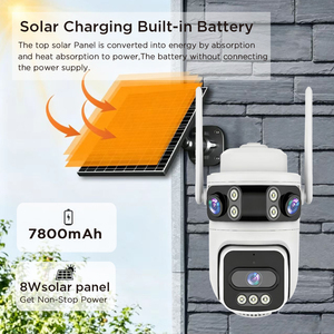 <span class=keywords><strong>Caméra</strong></span> solaire ZCVISION nouvelle conception 3 objectifs WIFI / 4G 12MP AOV avec audio bidirectionnel, détection de mouvement humanoïde PIR, <span class=keywords><strong>caméra</strong></span> de sécurité solaire PTZ - Product Image 4