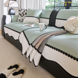 Ice Silk <b>Sofa</b> <b>Cover</b> 90-140cm Non Slip Modern Solid Color Summer Cushion <b>For</b> General <b>Sofa</b> - Product Image 3