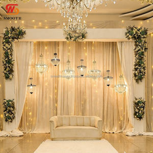 Soporte de arco cruzado blanco liso con candelabro colgante, arco de armazón de Metal, puerta de decoración de boda - Product Image 1