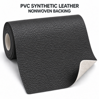 Cuir synthétique PVC noir classique, avec support non tissé, imperméable, gaufré, simili cuir pour l'ameublement intérieur de voiture et la sellerie