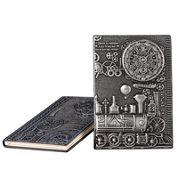 Carnet de notes A5 en cuir antique gaufré personnalisé Punk Train 100 feuilles à couverture rigide pour journal d'écriture de journal de voyage en relief cadeau