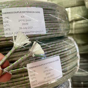 Fil de thermocouple de type K <span class=keywords><strong>Double</strong></span> isolation en fibre de verre <span class=keywords><strong>plat</strong></span> avec câble thermocouple global en tresse d'acier inoxydable - Product Image 5