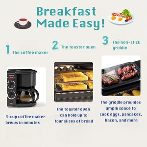 Appareil de cuisson multifonction automatique 3 en 1 pour le petit-déjeuner, machine à petit-déjeuner électrique 3 en 1 - Product Image 6
