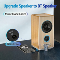 Adaptateur audio BT 5.3 BLE avec port Aux, amplificateur de voiture mains libres, adaptateur de haut-parleur, adaptateur audio auxiliaire 3,5 mm