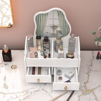 Boîte de rangement de bureau moderne et créative, modèle 346Z, adorable boîte en plastique de type tiroir avec miroir nuage, pour le maquillage et les soins de la peau