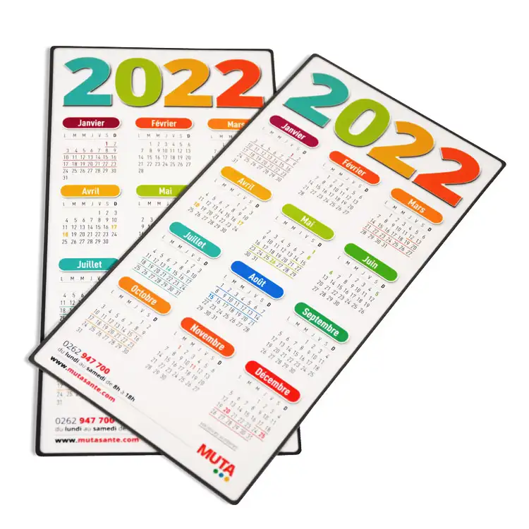 China Fabriek Relatiegeschenk Papier Koelkast Magneten Aangepaste Afdrukken En Vorm 2022 Magneet Kalender Voor Koelkast
