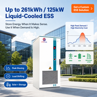 Système de stockage d'énergie solaire 120 kW 125 kW 261 kWh, commercial et industriel, avec batteries LiFePO4 241 kWh et armoire de refroidissement liquide