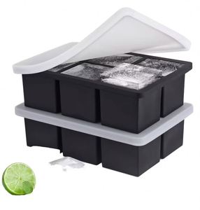 Grand bac à glaçons en silicone à 6 compartiments, moules à glaçons carrés écologiques pour whisky et cocktails, bac à glaçons avec couvercle - Product Image 1