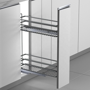 Modern 150mm 2-Tier Eco-Friendly Bottle Pull-Out <b>Narrow</b> Basket Soft-Close Slide for Modular Kitchen Base Cabinet BENE ISO9001 02 - Product Image 4