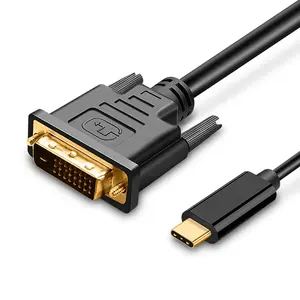 2022 raios 3 USB Tipo C-C 24 + 1 DVI-D USB-C Para DVI Dual Link Monitor Adaptador Conversor Cabo Adaptador