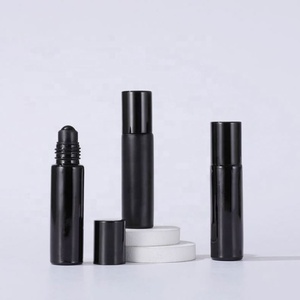 Envase de Perfume Vacío para Aceites Esenciales Cosméticos, Botella de Vidrio de 10 ml, Botella Roll-on Negra Esmerilada - Product Image 2
