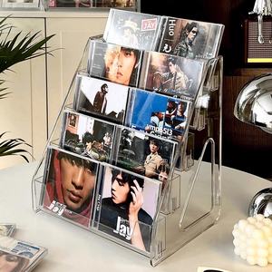 Présentoir de table en acrylique à cinq niveaux pour disques CD et vinyles, boîte de rangement en forme d'escalier pour disques, CD et cassettes - Product Image 1