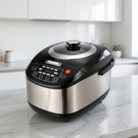 Cuisinière à riz multifonction GB-MC988 5L 860W avec contrôle numérique du minuterie, chauffage par le bas, revêtement antiadhésif, cuve intérieure en acier inoxydable, boîtier en acier inoxydable
