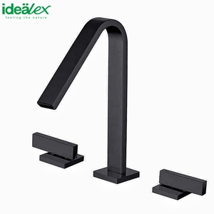 <span class=keywords><strong>ARES</strong></span> IDEALEX 2020 gran oferta mezclador de latón negro moderno grifo de lavabo de mano de doble manija Válvula de cerámica para baño Hotel Villa - Product Image 1