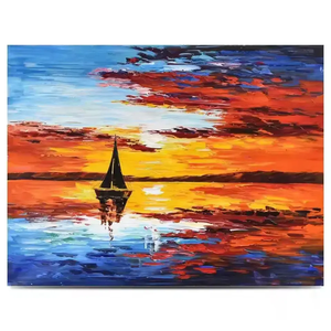 40*60cm <span class=keywords><strong>Coucher</strong></span> <span class=keywords><strong>de</strong></span> <span class=keywords><strong>soleil</strong></span> abstrait <span class=keywords><strong>de</strong></span> haute qualité <span class=keywords><strong>Peinture</strong></span> à l'huile au couteau pour la décoration - Product Image 2