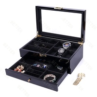 Support de présentoir de montre personnalisé Transparent de Grain de bois rouge velours Pu montre présentoir de stockage vitrine montres boîte d'emballage