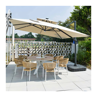 Ensemble de chaises de salle à manger en aluminium et corde pour l'extérieur, style moderne, et table ronde en teck pour patio et jardin – Vente en gros