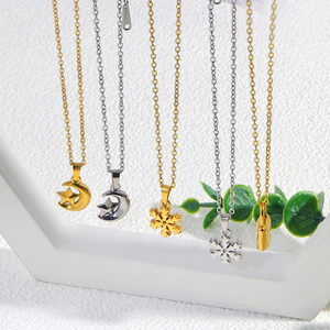 Collier pendentif étoile <span class=keywords><strong>plaqué</strong></span> <span class=keywords><strong>or</strong></span> 18 carats JUSNOVA, <span class=keywords><strong>bijoux</strong></span> minimalistes en acier inoxydable <span class=keywords><strong>pour</strong></span> femmes, pierres colorées, colliers tendance - Product Image 2