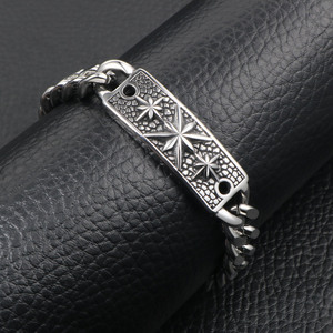Bracelet en argent tibétain pour hommes, Style européen, motif étoile, Design géométrique, bijoux à maillons de chaîne à la mode, CE552 - Product Image 4